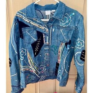 Vintage 1990's Bleu Bayou Embellished Denim Jacket  Size XL